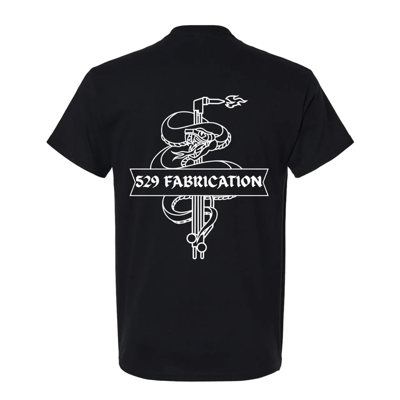 Black OG Logo Line T-shirt with the large white 529 Fabrication back print